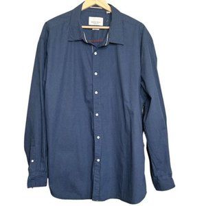 Paper denim & Cloth classic blue white polka dot button up shirt career